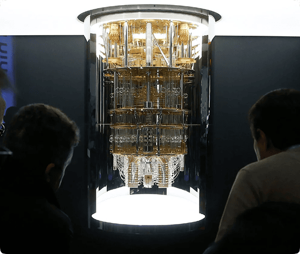 ordinateur quantique exposé dans cryostat