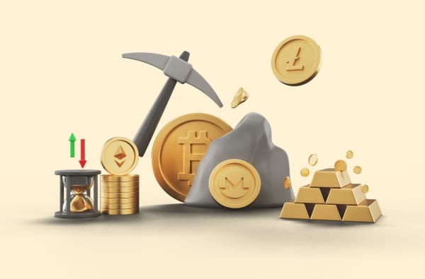 minage cryptomonnaie avec pièces et lingots